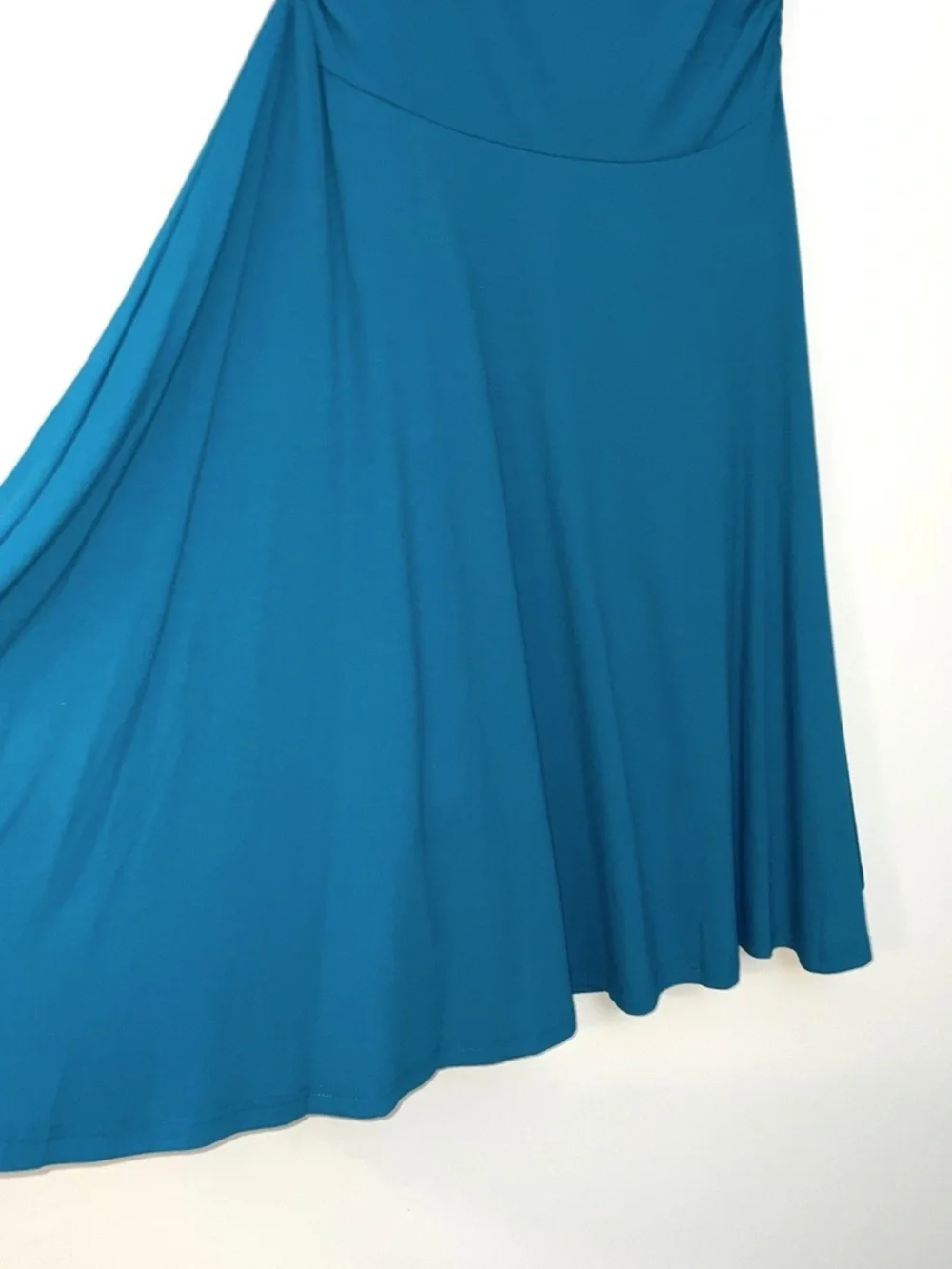 OGL Skirt M NEW Flowy Side Ruched A-line Midi Skirt Eco SkinKiss Marine Blue - Picture 3 of 10